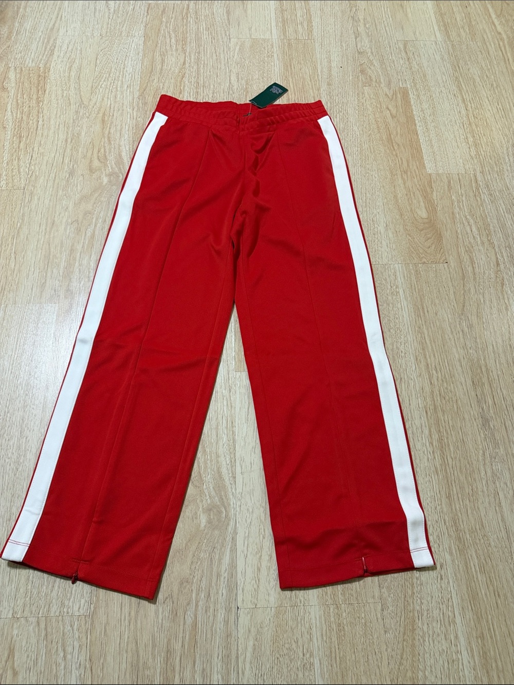 Kids Red Track Pants with White Side Stripes